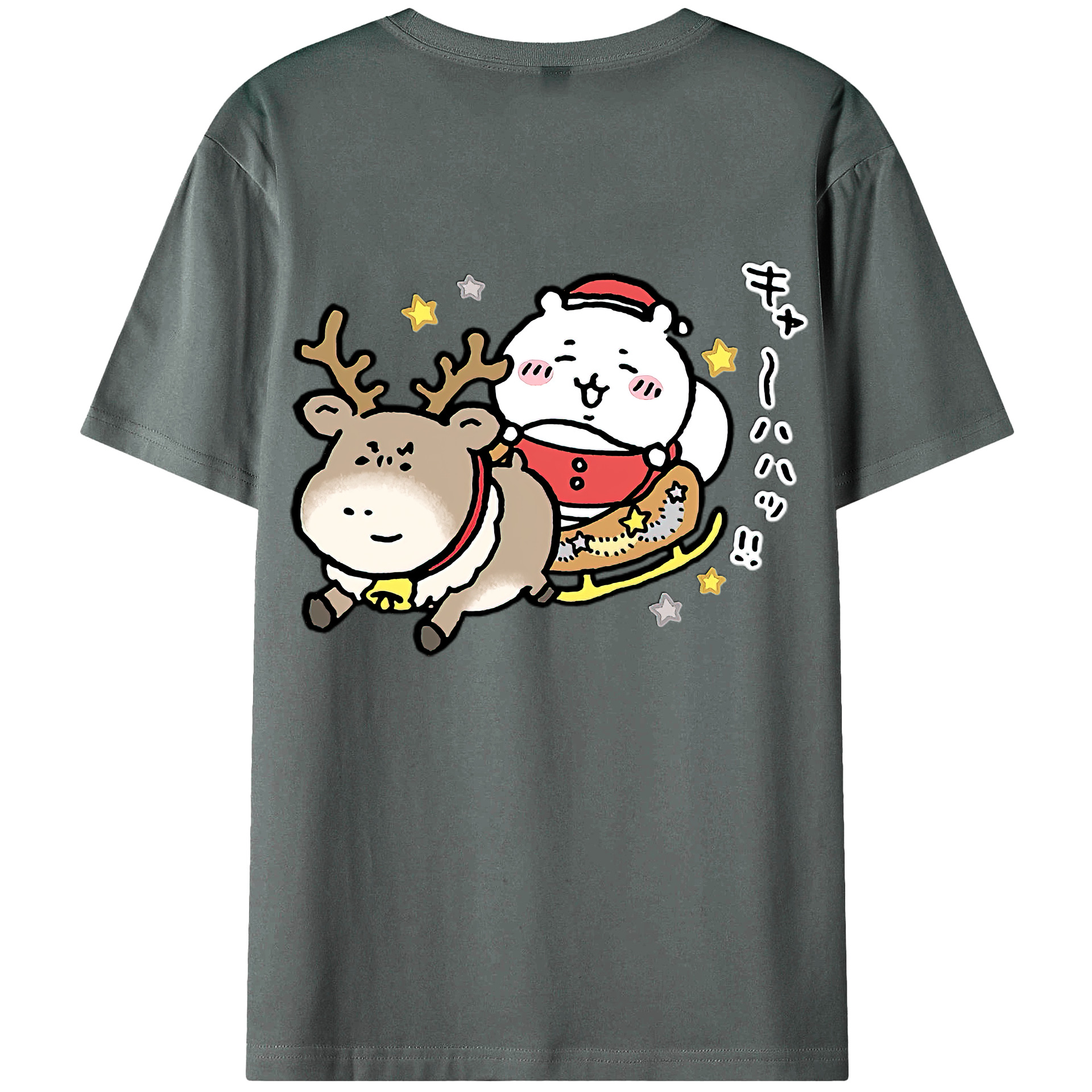 （画像用） ちいかわ ちいかわ Chii-kawa chiikawa 綿100％ メンズ半袖Tシャツ（バックプリント） 通気性